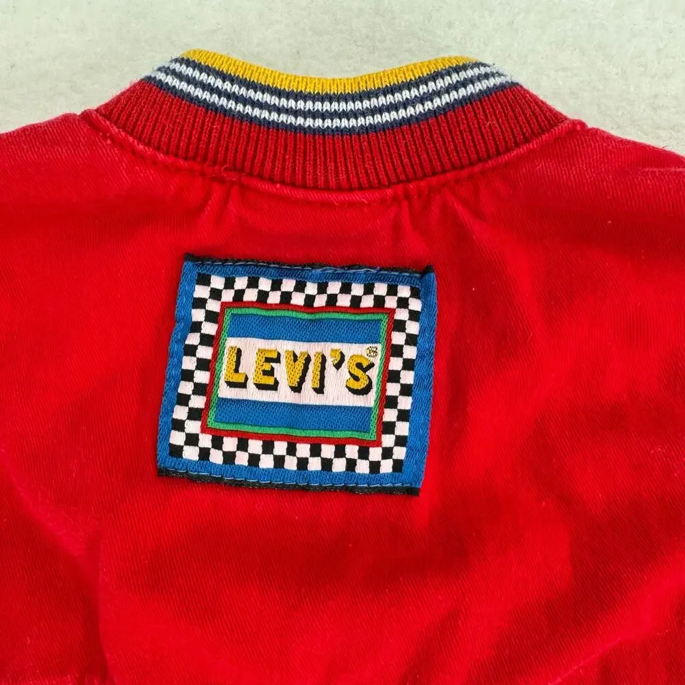 Vintage 90s Little Levis Jumpsuit 6 Months Red‎ Snap Button Boys Girls Retro 80s